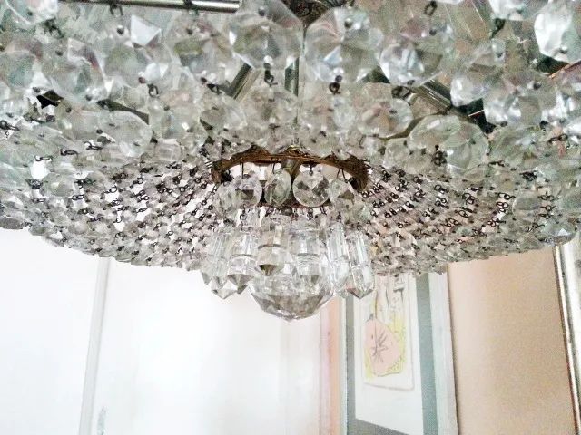 Lustre de latão e cristal de Murano corte diamante Basfor Royal Classic vintage Italiano - Foto 5