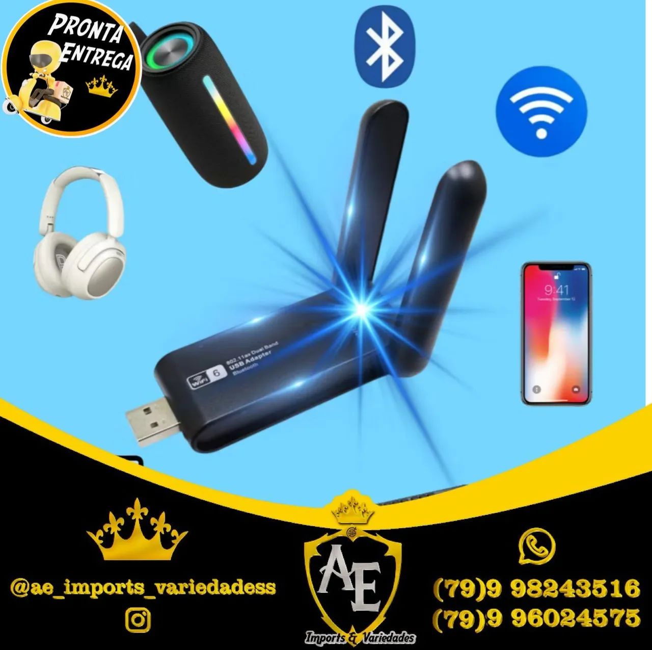 Adaptador wifi e Bluetooth 