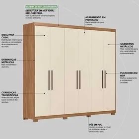 Guarda Roupa Casal 6 Portas e 4 Gavetas - Entregamos! - Foto 4