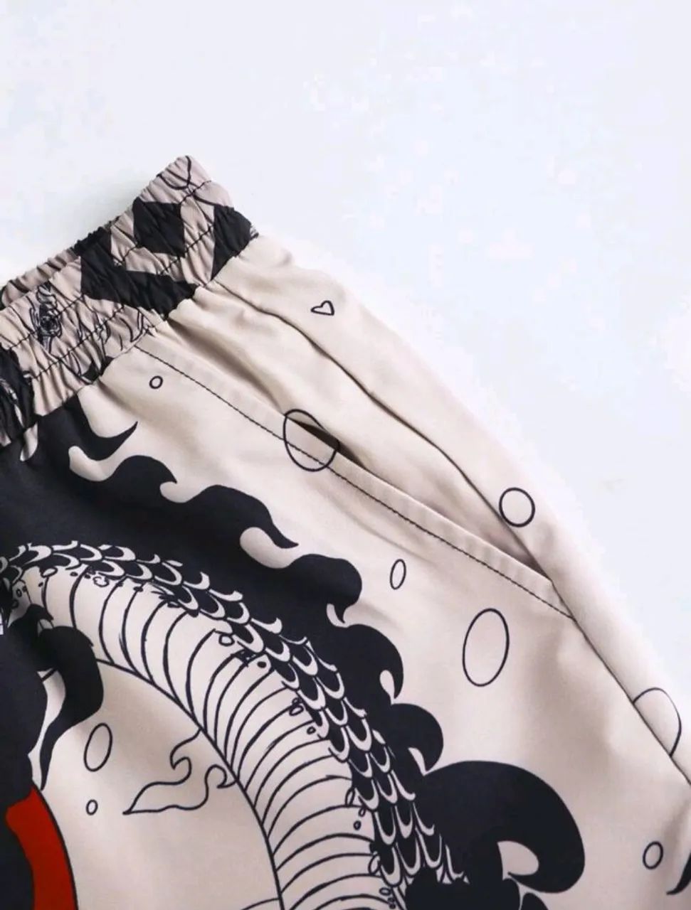 Conjunto Kimono Chinês com Estampa de Dragão Vermelho Lua Estilo Cartum (One Piece) - Foto 5