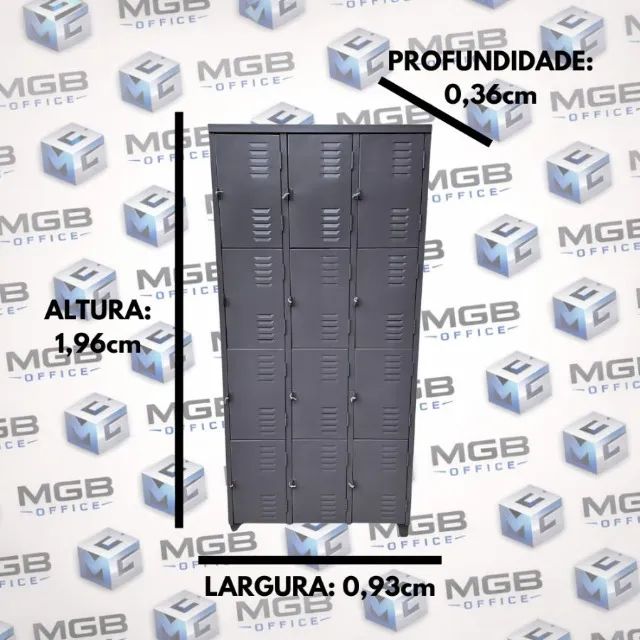 Roupeiro de Aço (SEM PORTAS) - 1,96x0,93x0,36cm - Ideal para combinar com portas coloridas - Foto 2
