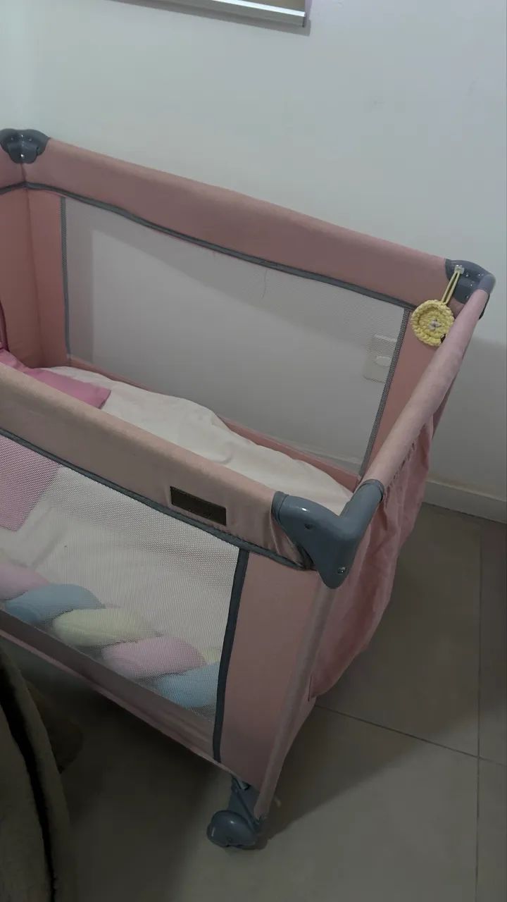 Berço portátil lazy rosa