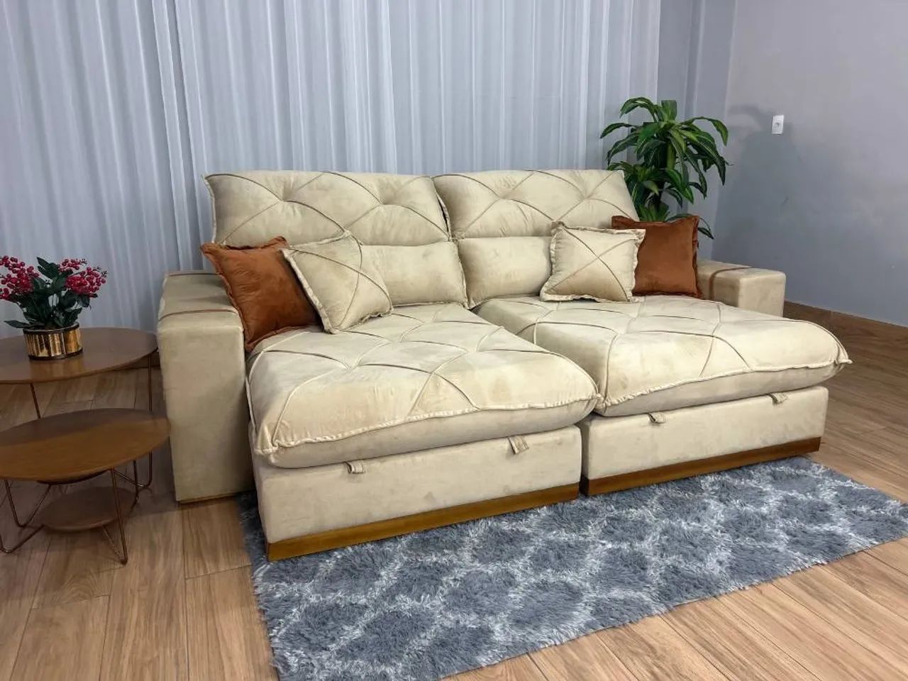 Sofá Retrátil Reclinável Paris 2.10m Molas Ensacadas l88 - Foto 3