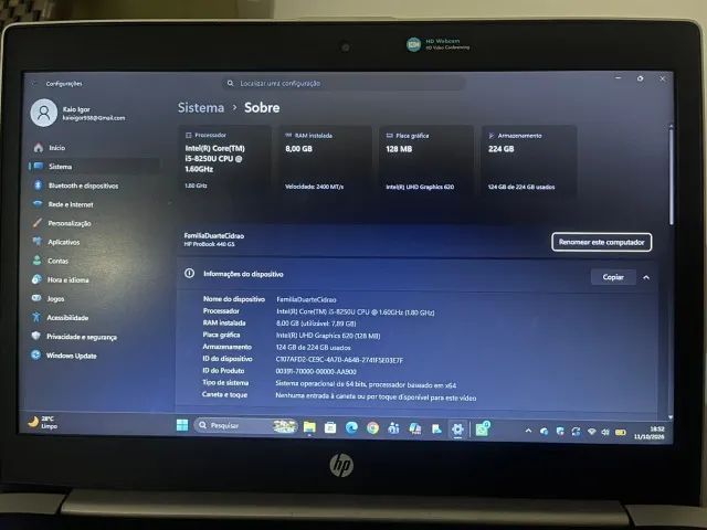 Notebook I5 oitava geração HP - Foto 2