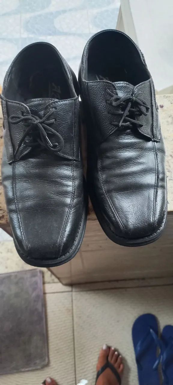 Sapato de couro legítimo preto n.43