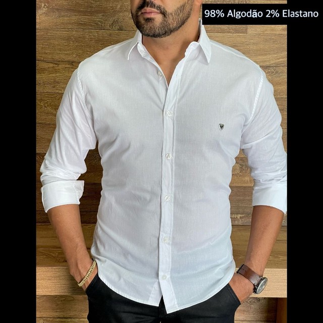 Camisas no Algodão Acetinada Slim - Foto 3