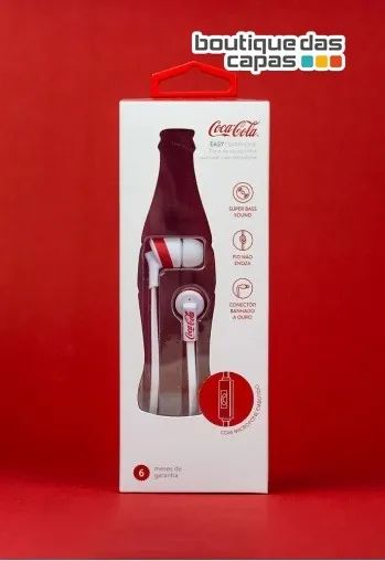Fone de ouvido easy intra-auricular Coca-Cola com microfone - original - 6 meses garantia