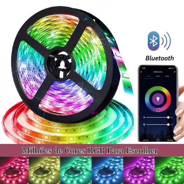 Fita Led Bluetooth Usb 5m Resistente Para Sala, Quarto, Tv, Cor da luz Colorida