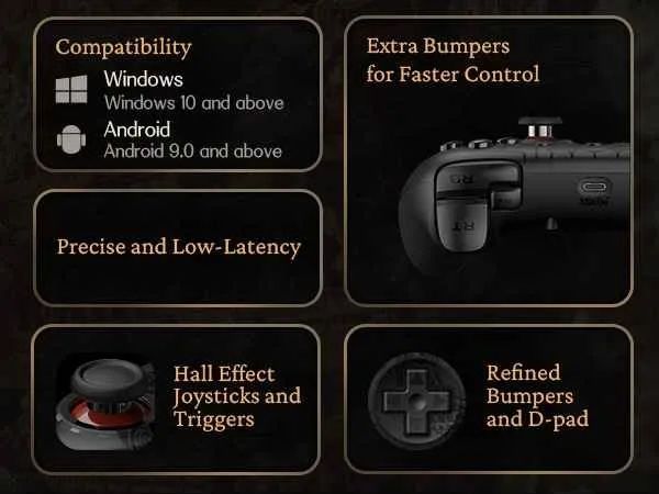 [Novo] Controle Gamer 8BitDo Ultimate 2C Black Myth Wukong, BT/Wifi, Hall Effect, Preto - Foto 4