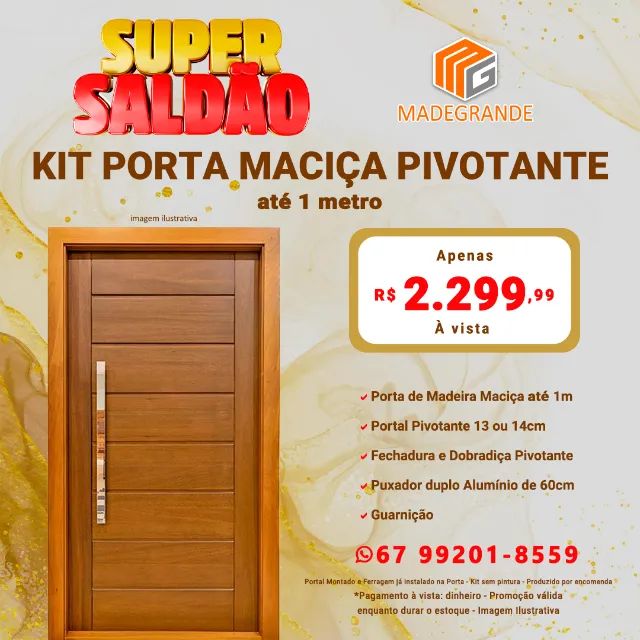 KIt Porta Maciça Pivotante Completo