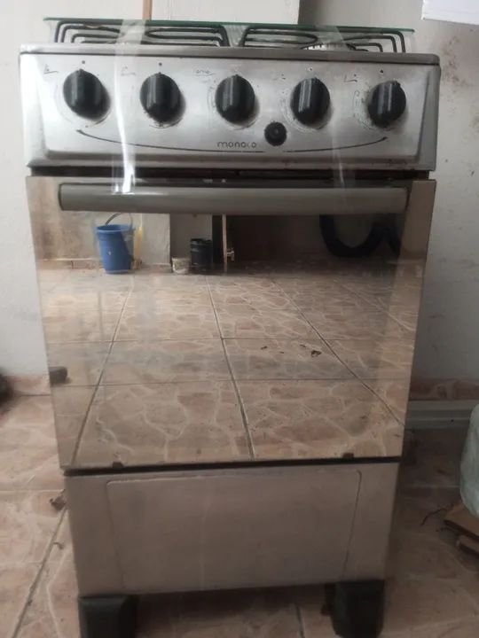 Fogão inox espelhado para gás encanado