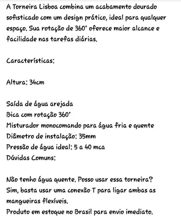 Torneira  alta  dourada - Foto 3