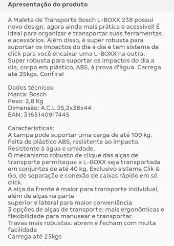 Maleta VAZIA de transporte Lboxx-238 Bosch nova  - Foto 3