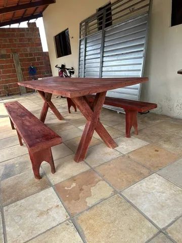 MESA RÚSTICA EM MADEIRA - Foto 3