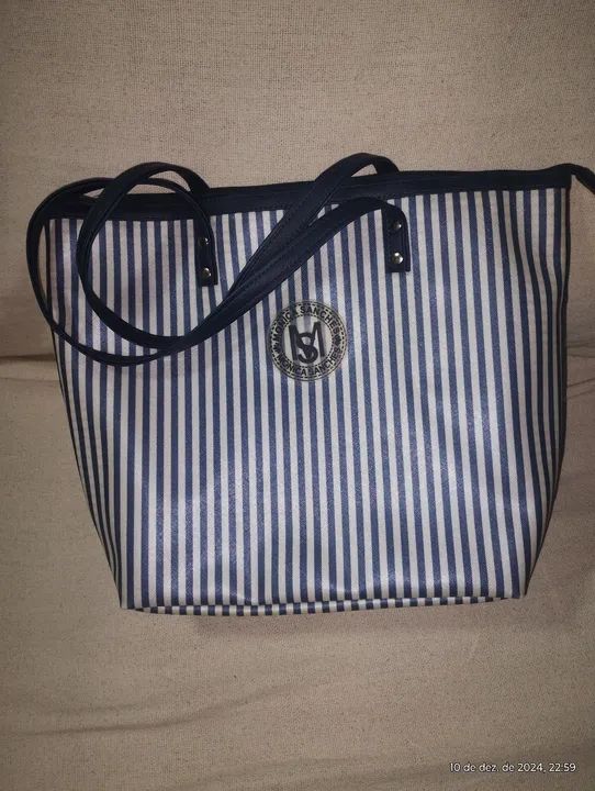 Bolsa de Ombro Listrada Monica Sanchez 3635 nova