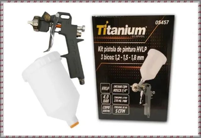 Titanium - Pistola de gravidade 600ml com 3 bicos - Foto 4