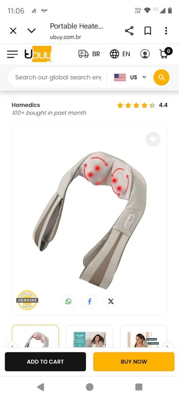 Massageador Shiatsu Deluxe para Pescoço e Ombro - Foto 6