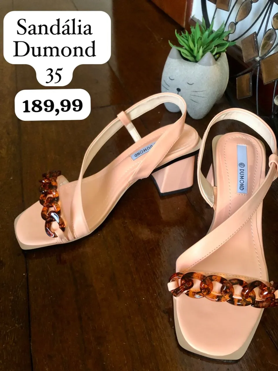 Sandália Dumond Rosa com Detalhes em Acrílico - 35
