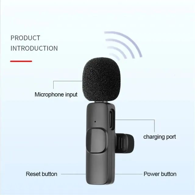 Microfone de Lapela sem fio bluetooth áudio voz vlog lives Produto novo testo na hora - Foto 2