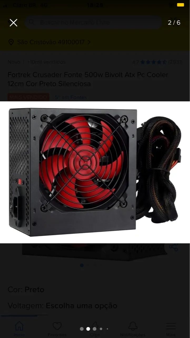 Fonte Fortrek Crusader 500W Bivolt ATX PC Cooler - Foto 2