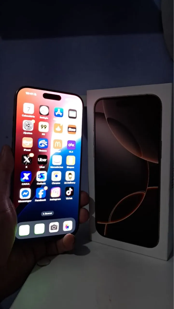 Iphone 16 pro max 256 gold natural completo zero nota fiscal