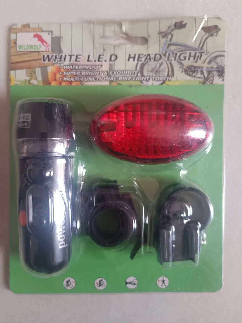 Kit de Iluminação para Bicicleta LED - 3 Peças - Novo!