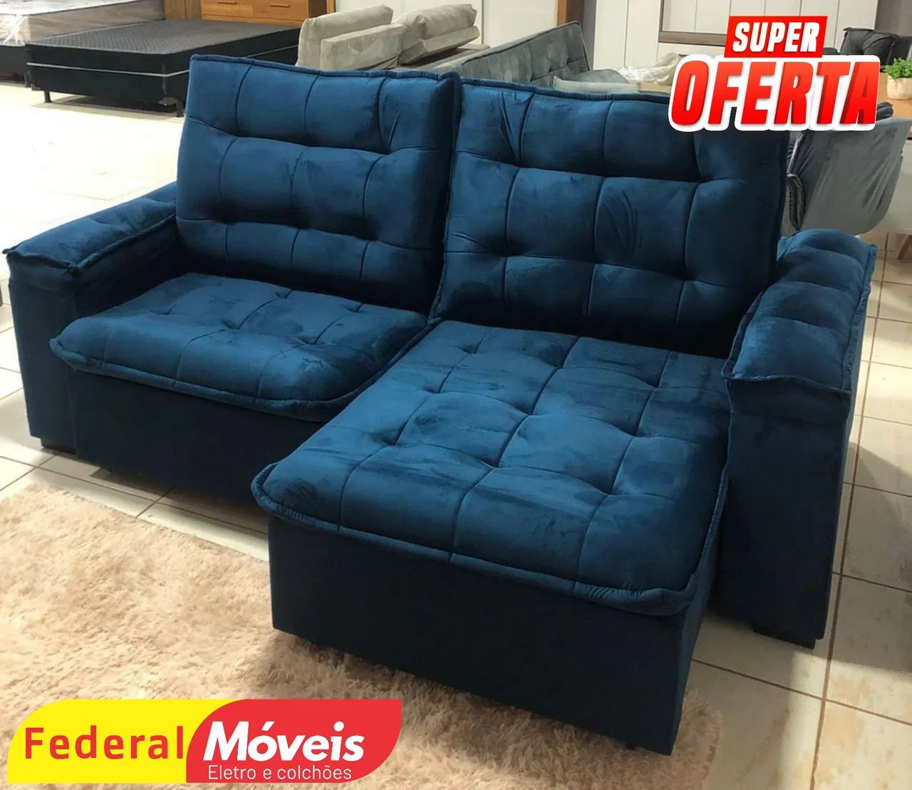 Sofá Retrátil 2,30m D33 Veludo - Entregamos