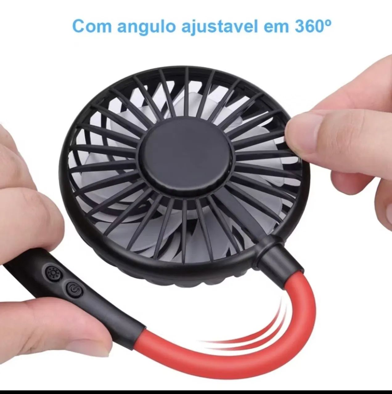 Mini ventilador portátil para pescoço, com 3 velocidades e 3 tipos de luz  - Foto 6