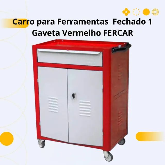 Carro para Ferramentas  Fechado 1 Gaveta Vermelho FERCAR