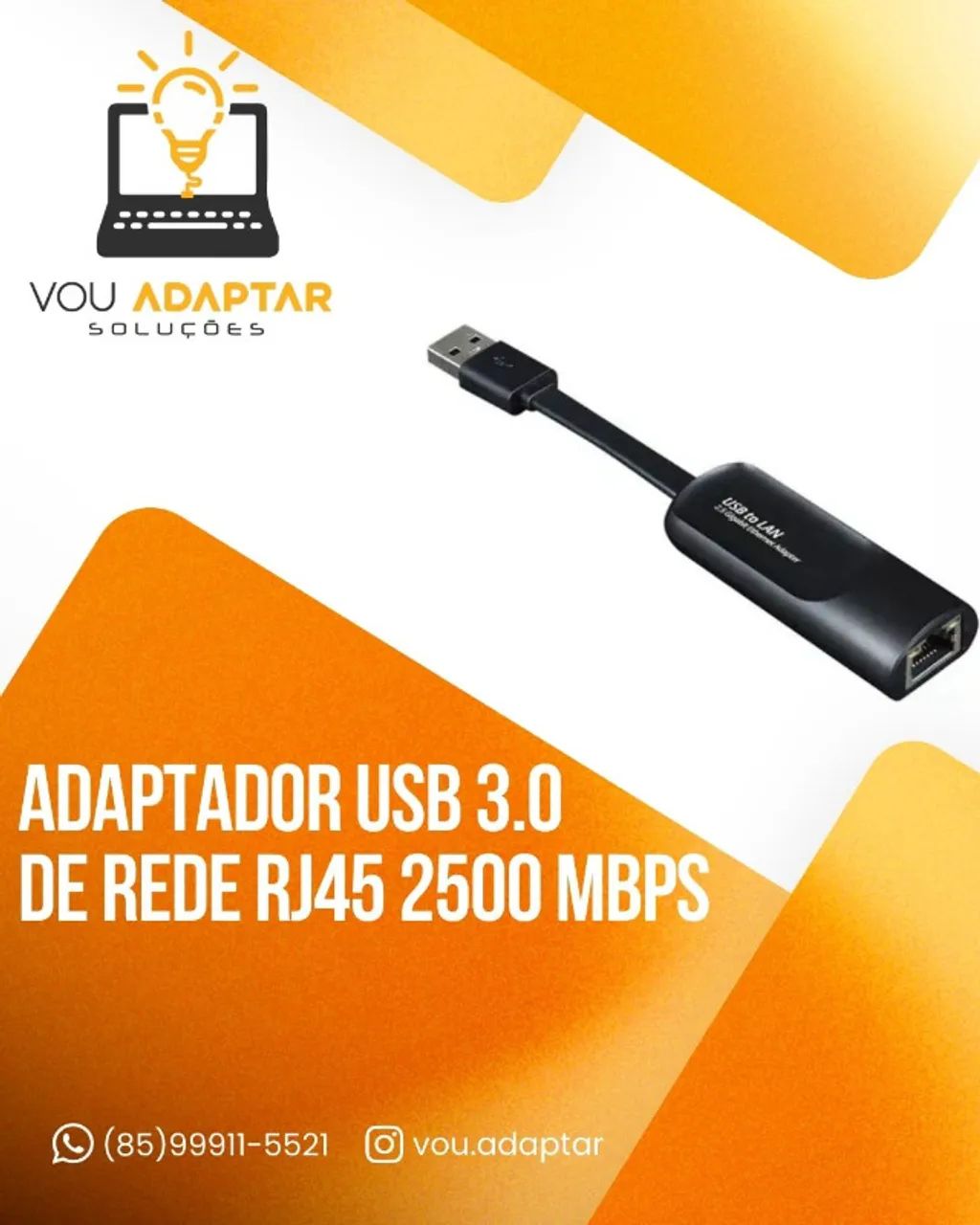 Adaptador Internet Usb 3.0 Cabo Rj45 Gigabit 2500mb 2.5gb