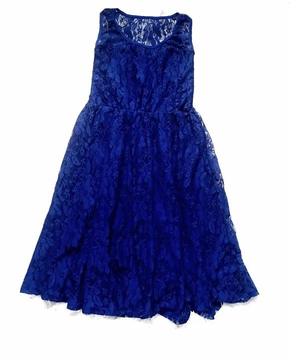 Vestido para festas azul com renda 