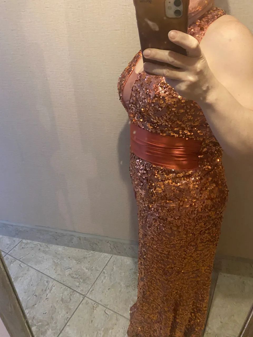 Vestido Paetê terracota