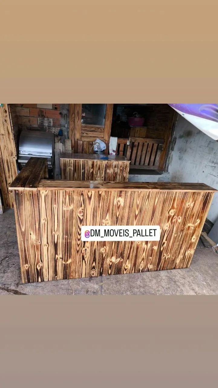 Balcão atendimento rústico pallet 