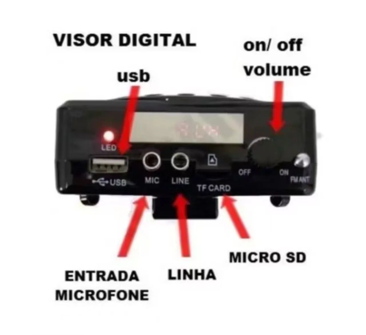 Megafone Amplificador de Voz para professor com Microfone Rádio Fm - Foto 2