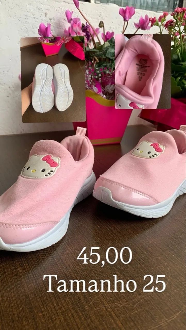 Tênis Infantil Hello Kitty Rosa Tamanho 25 - Foto 2