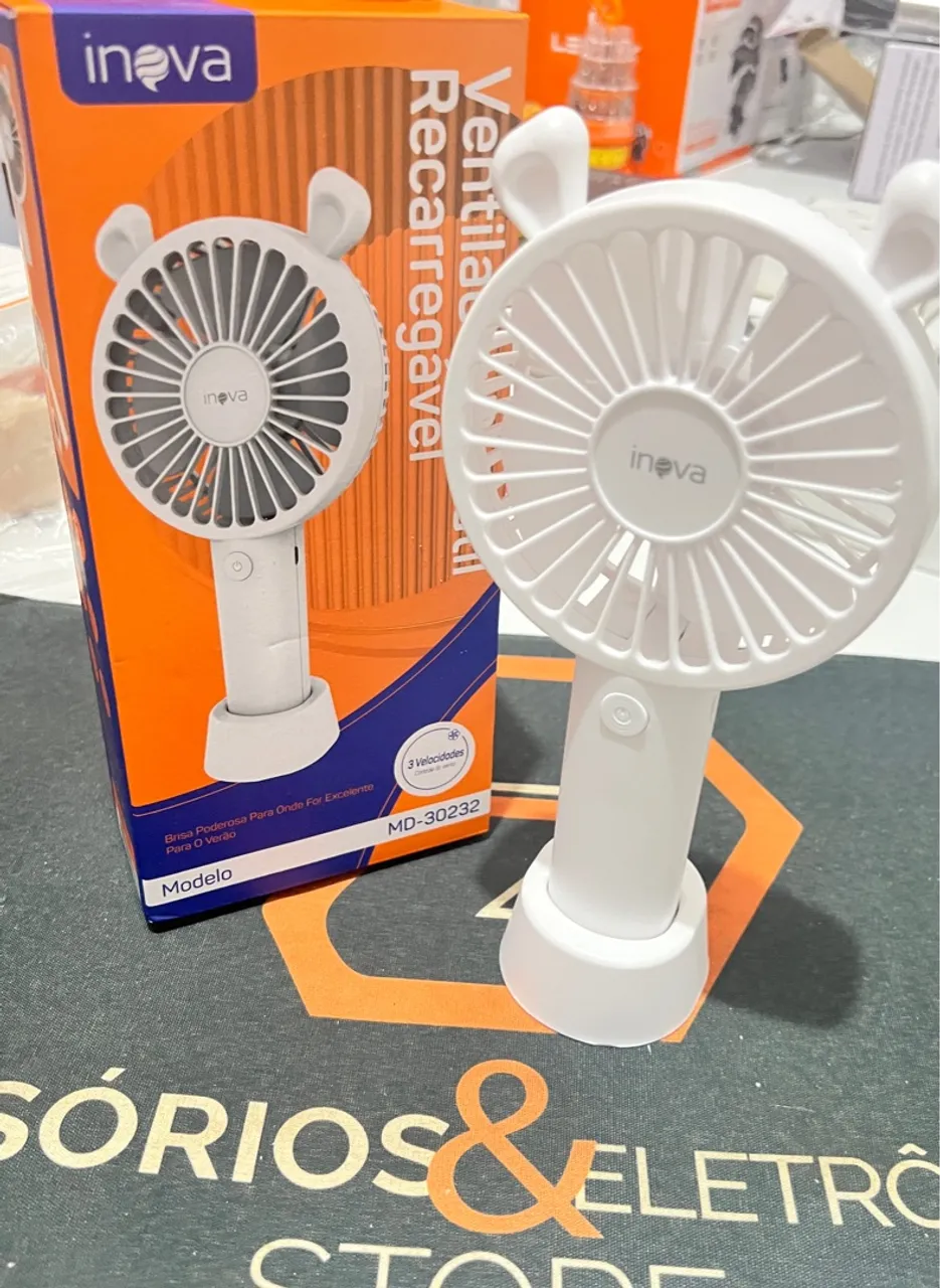 Ventilador Portátil Recarregável Branco,
