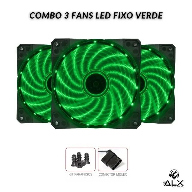 Combo 3 Fans Led Fixo Bf-23 120mm Bluecase (Entrega Grátis) - Foto 3
