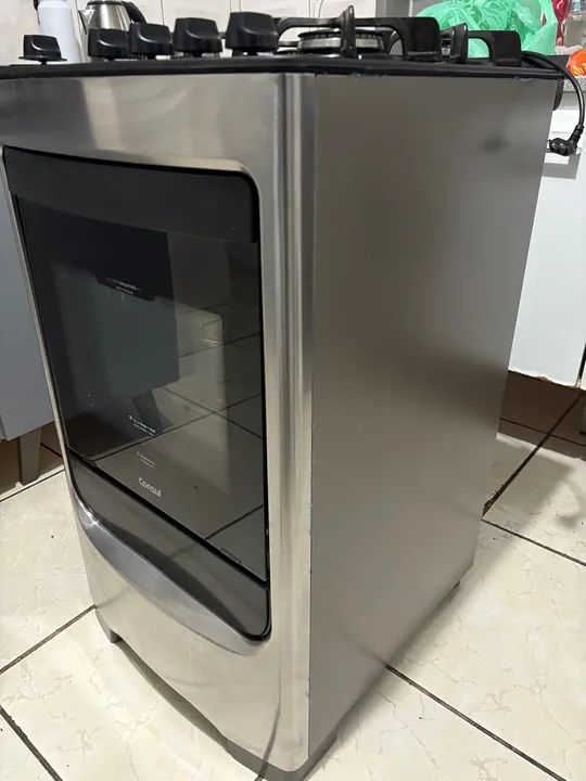Fogão Cônsul 4 bocas - mesa de vidro - inox - Foto 2