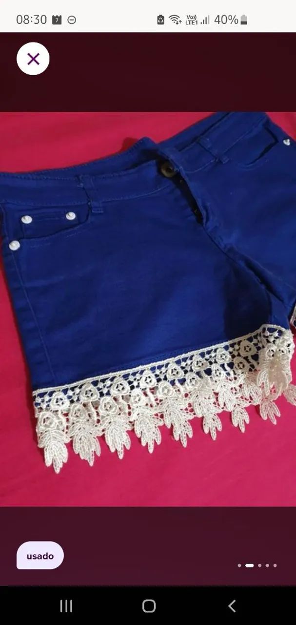Short azul com Renda  - Foto 2