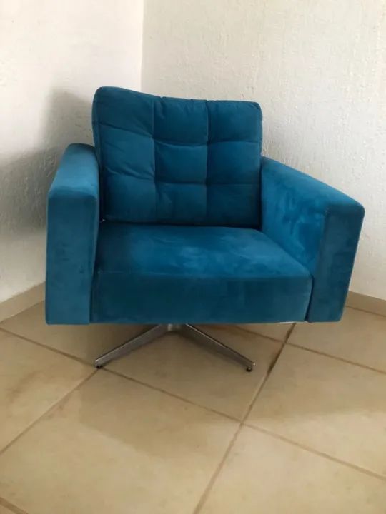 Poltronas giratória - azul  - Foto 3