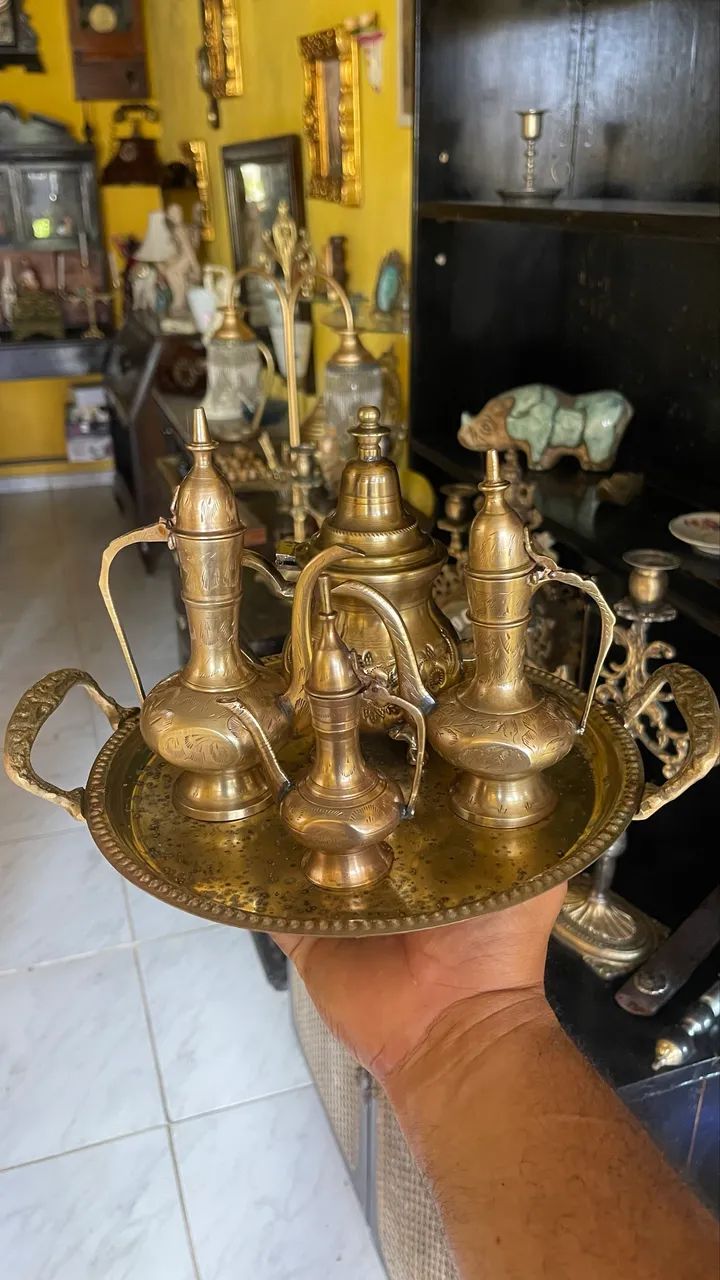 Kit de bandeja e bule em bronze - Foto 2