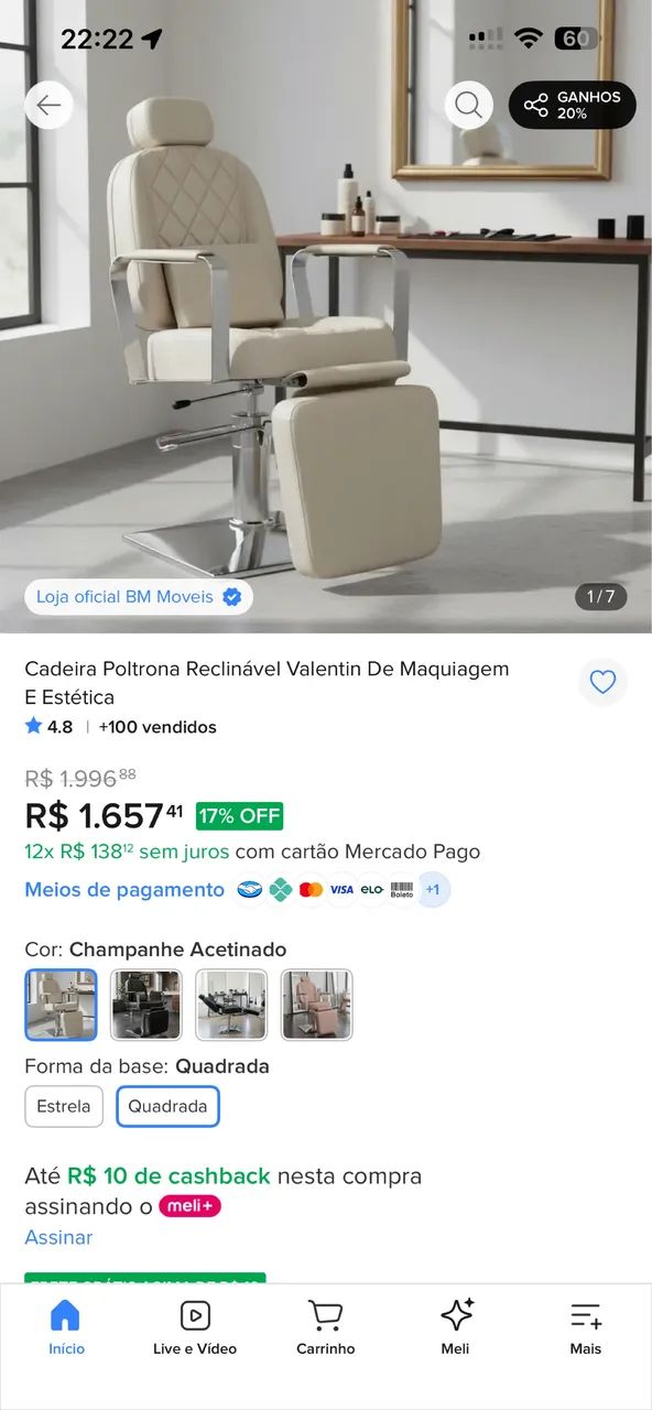 Poltrona estética e maquiagem reclinável  - Foto 4
