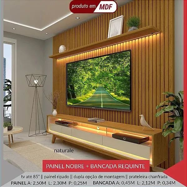 Painel ripado com rack 