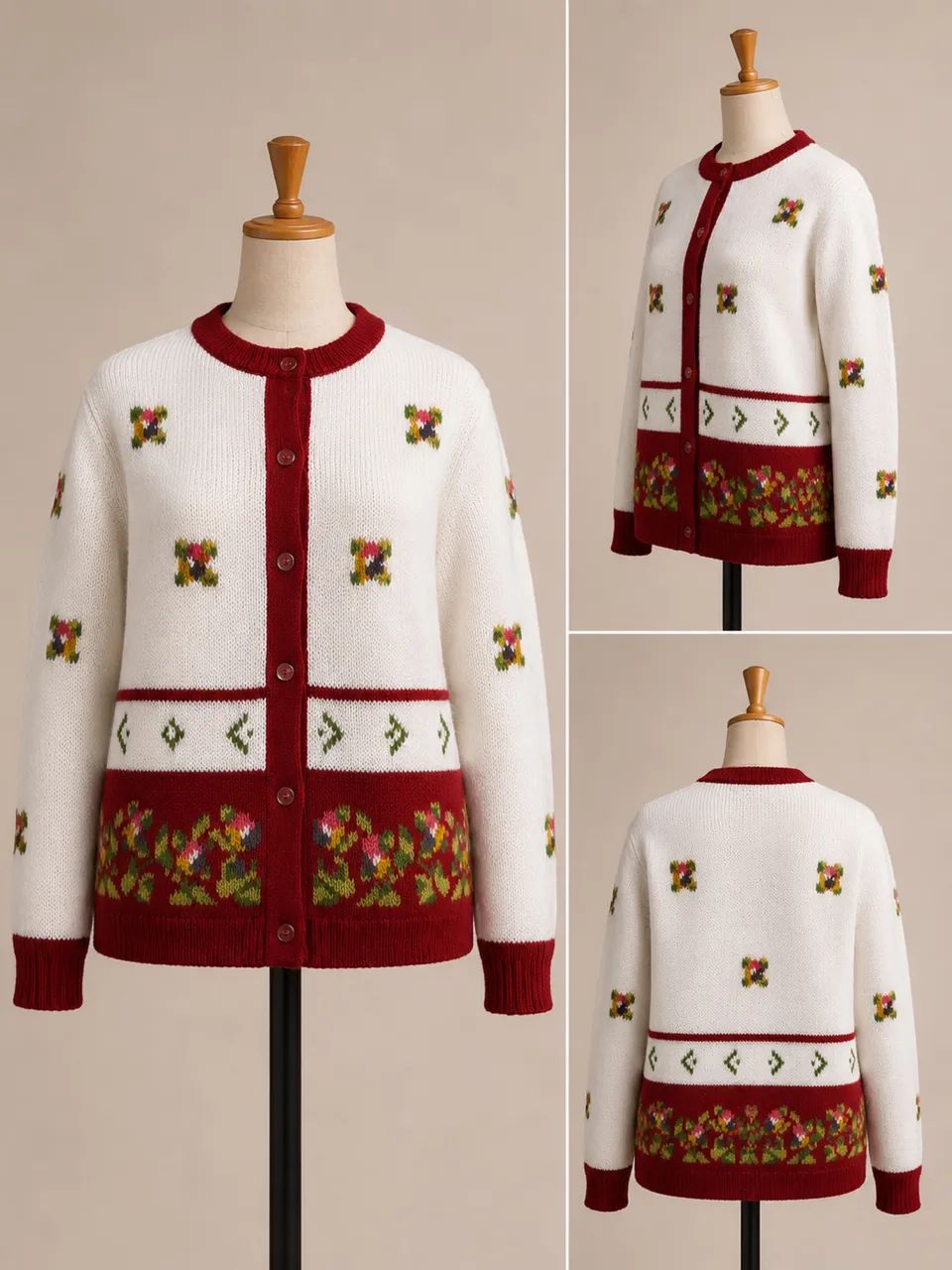 Cardigã feminino de tricô estampado