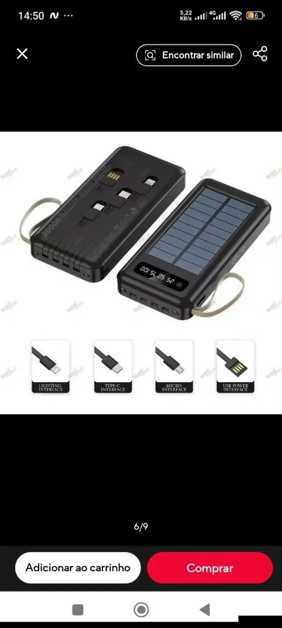 POWER BANK COM CARREGANENTO SOLAR  - Foto 5