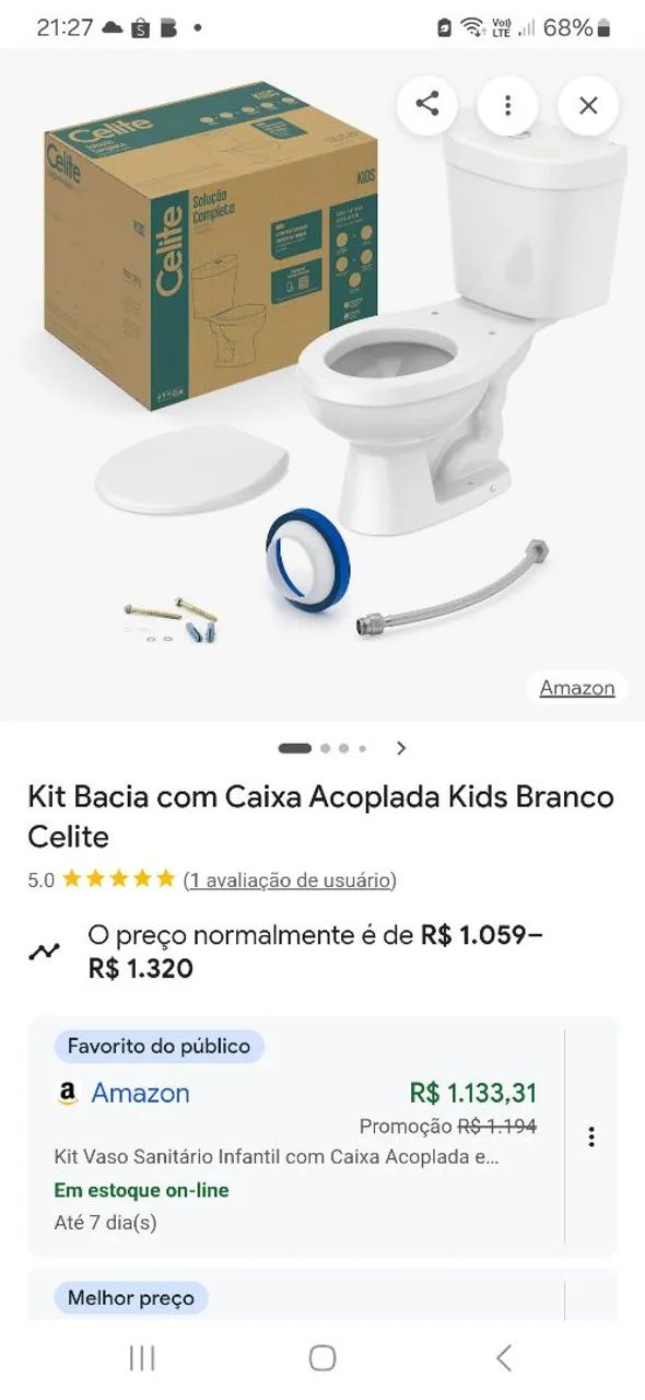 Vaso infantil acoplado