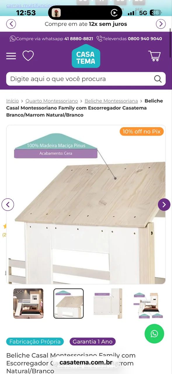 Cama Montessoriana dupla com escorregador  - Foto 2