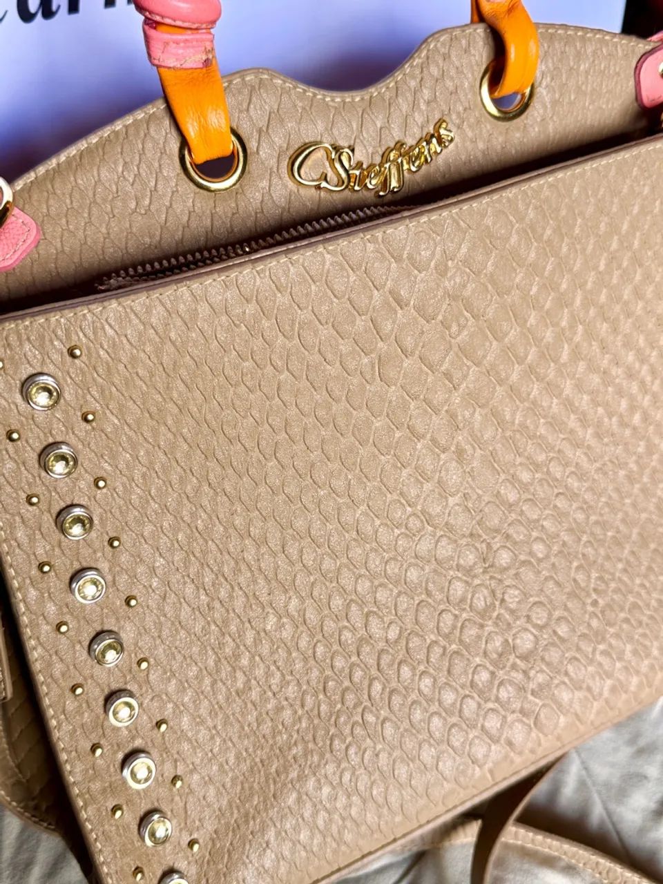 Bolsa Carmen Steffens Couro Bege - Foto 2