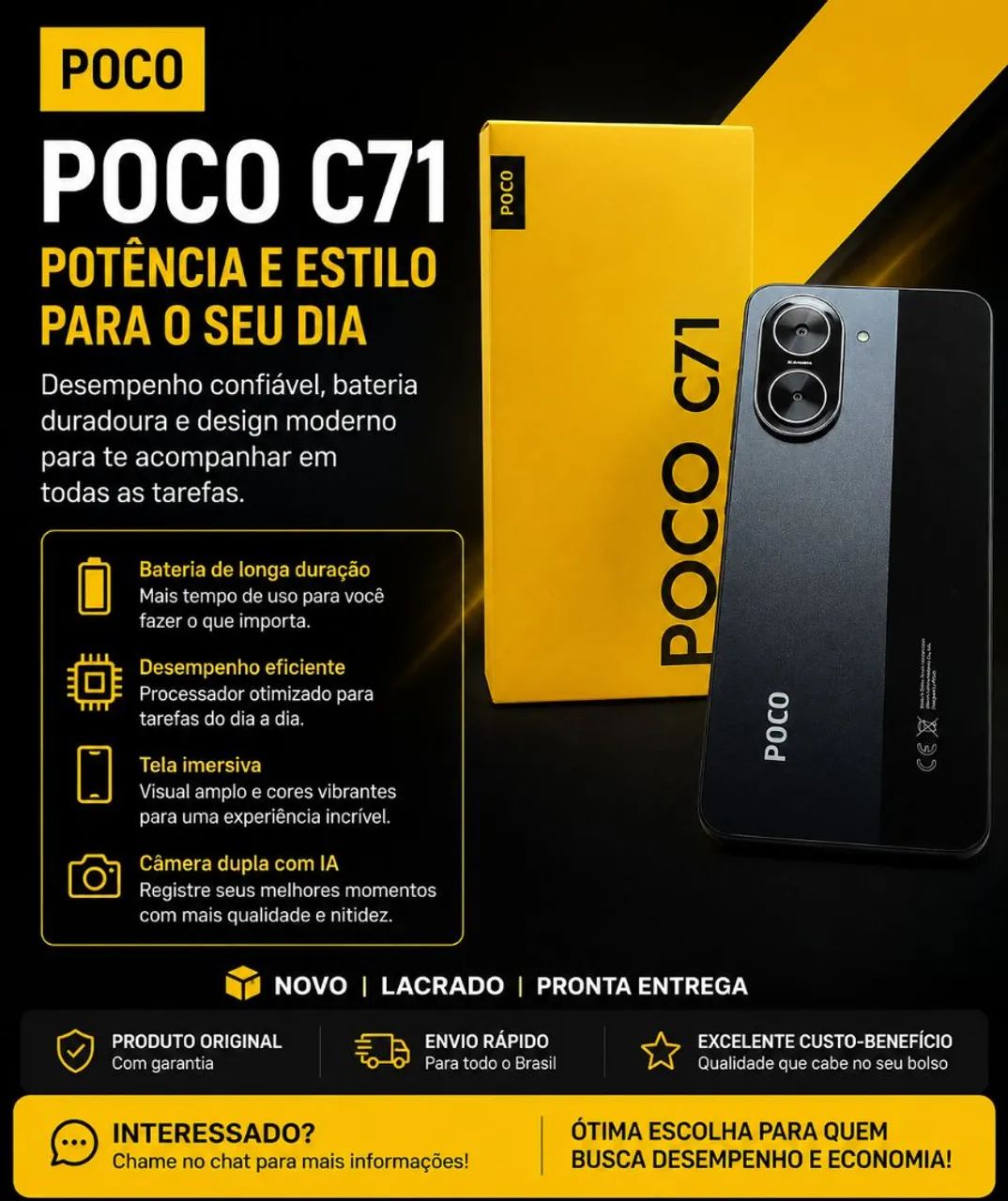 Xiaomi POCO C71 128GB 4GB RAM Novo Lacrado com garantia