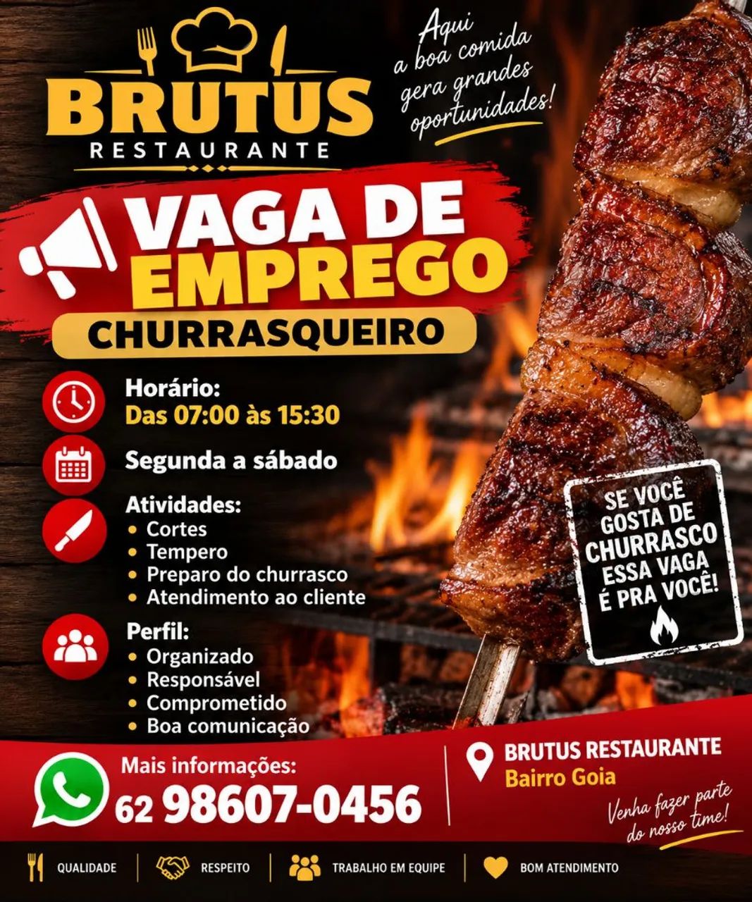 Vaga de churrasqueiro 